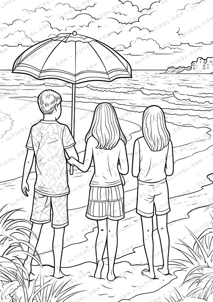 Beach Fashion Grayscale Coloring Pages