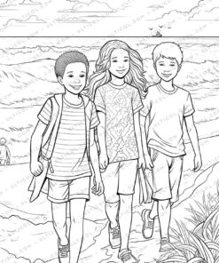 Beach Fashion Grayscale Coloring Pages