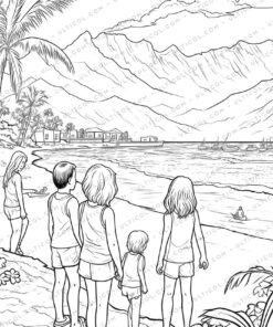 Beach Fashion Grayscale Coloring Pages