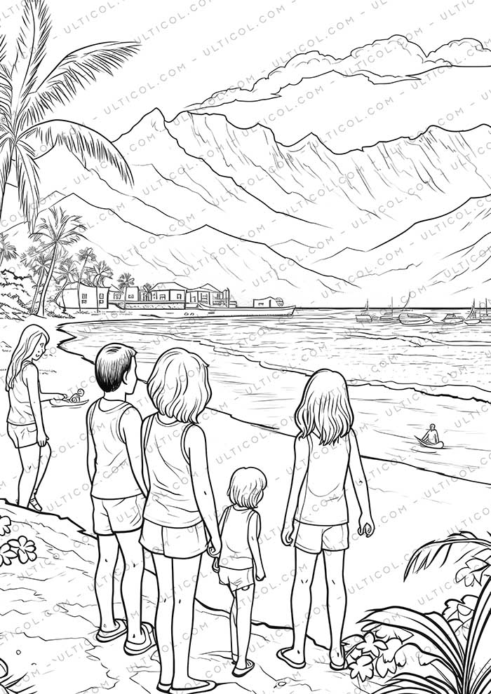 Beach Fashion Grayscale Coloring Pages