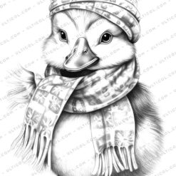 Duck Grayscale Coloring Pages