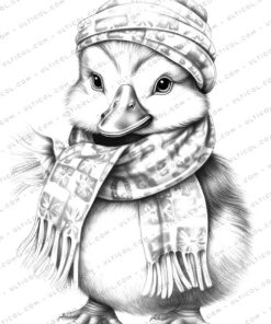 Duck Grayscale Coloring Pages