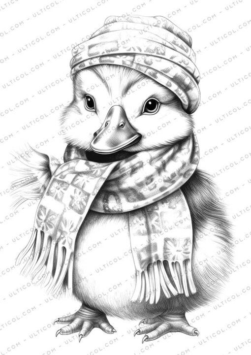 Duck Grayscale Coloring Pages