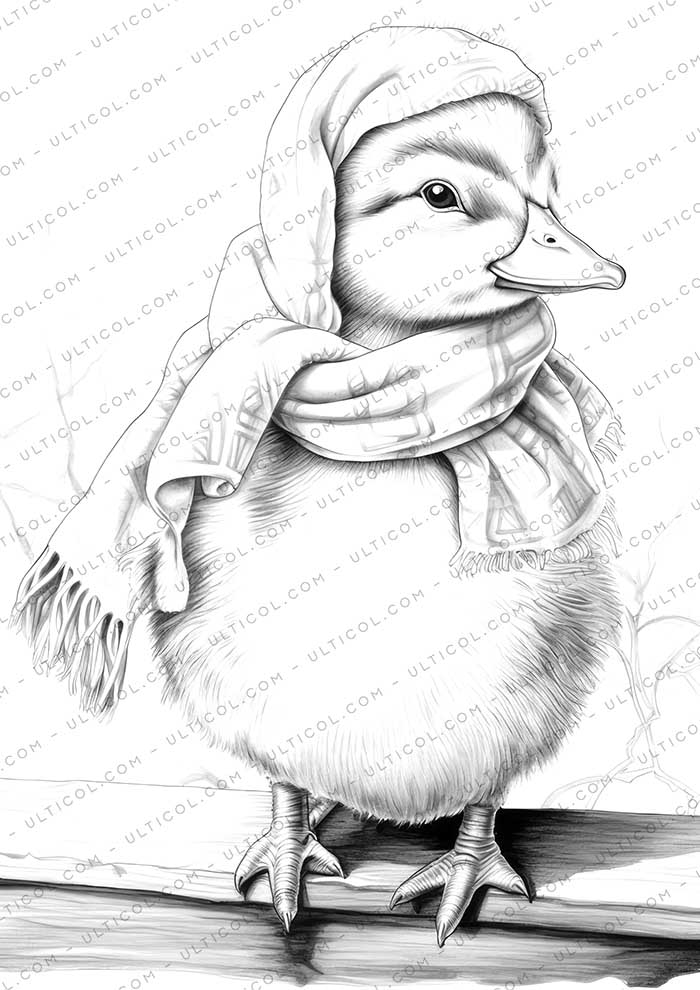 Duck Grayscale Coloring Pages