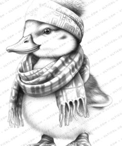Duck Grayscale Coloring Pages