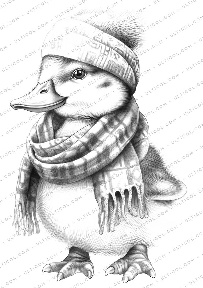 Duck Grayscale Coloring Pages