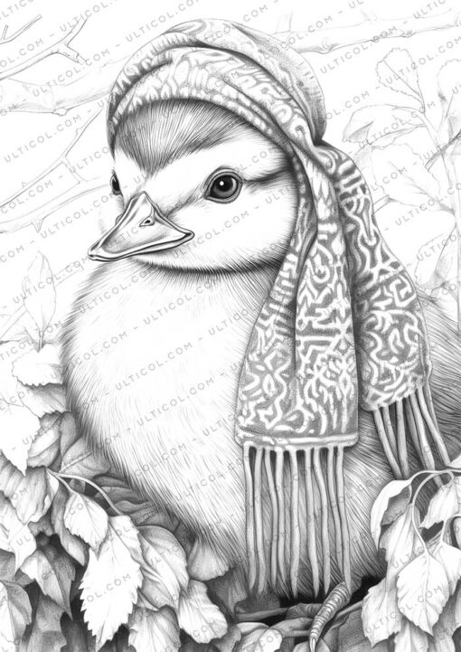 Duck Grayscale Coloring Pages