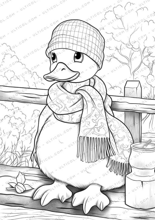 Duck Grayscale Coloring Pages