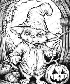 Halloween Monster Grayscale Coloring Pages