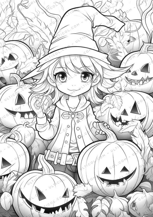 Halloween Witch Grayscale Coloring Pages