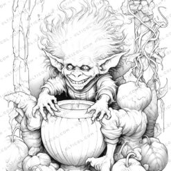 Halloween Monster Grayscale Coloring Pages