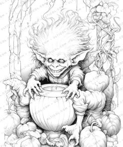 Halloween Monster Grayscale Coloring Pages