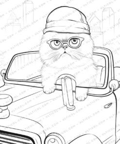Funny Cat Grayscale Coloring Pages