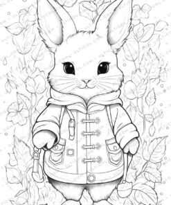 Bunny Grayscale Coloring Pages