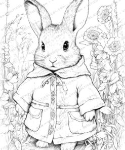 Bunny Grayscale Coloring Pages