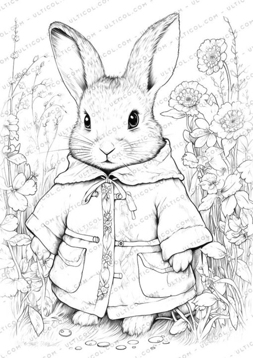 Bunny Grayscale Coloring Pages