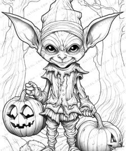 Halloween Monster Grayscale Coloring Pages