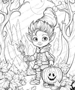 Halloween Monster Grayscale Coloring Pages
