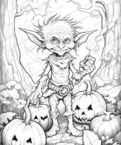 Halloween Monster Grayscale Coloring Pages