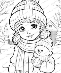 Winter Fashion Grayscale Coloring Pages