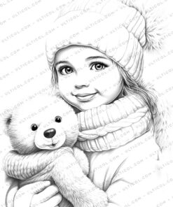 Winter Fashion Grayscale Coloring Pages