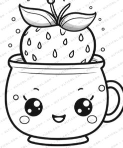 Kawaii Boba Tea Grayscale Coloring Pages