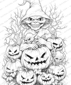 Halloween Monster Grayscale Coloring Pages