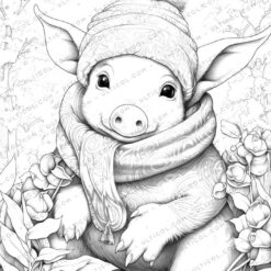 Cute Pig Grayscale Coloring Pages