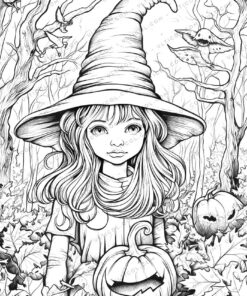 Halloween Witch Grayscale Coloring Pages