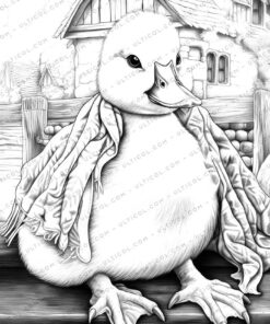 Cute Duck Grayscale Coloring Pages