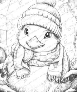 Cute Duck Grayscale Coloring Pages