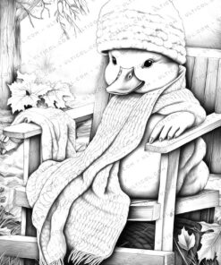 Cute Duck Grayscale Coloring Pages