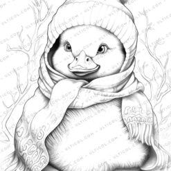 Cute Duck Grayscale Coloring Pages
