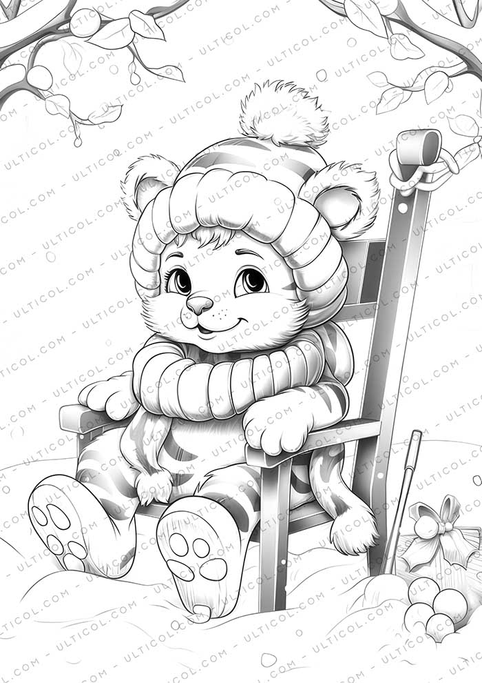 Tiger Grayscale Coloring Pages
