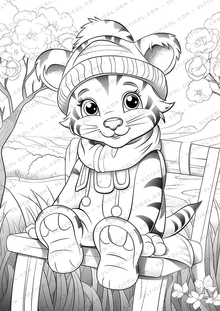 Tiger Grayscale Coloring Pages
