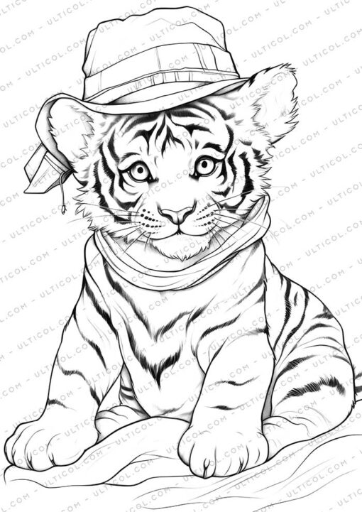 Tiger Grayscale Coloring Pages