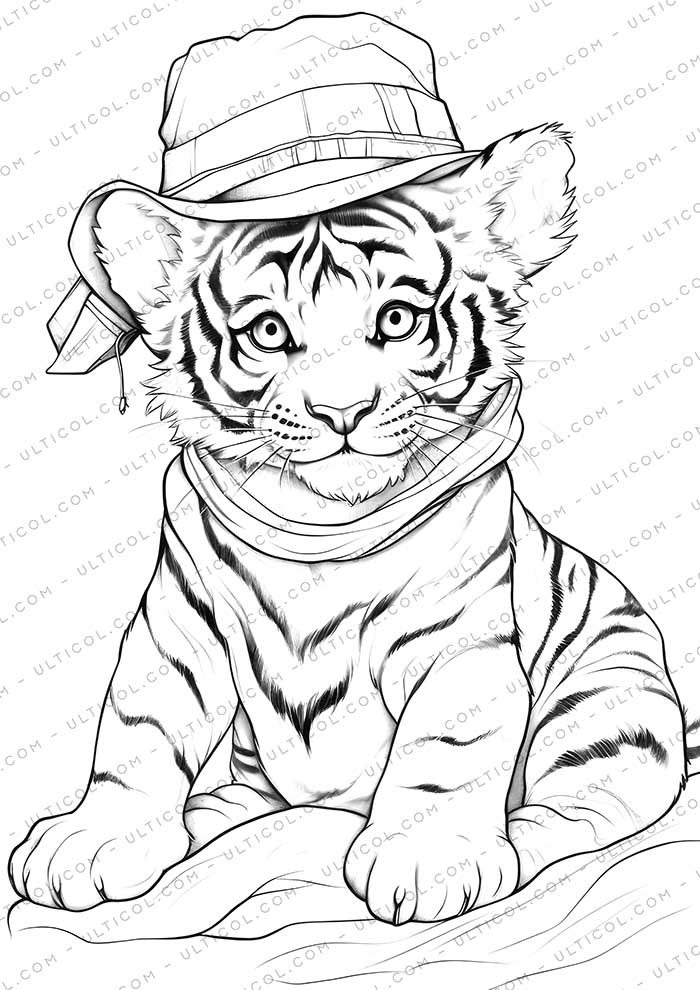Tiger Grayscale Coloring Pages