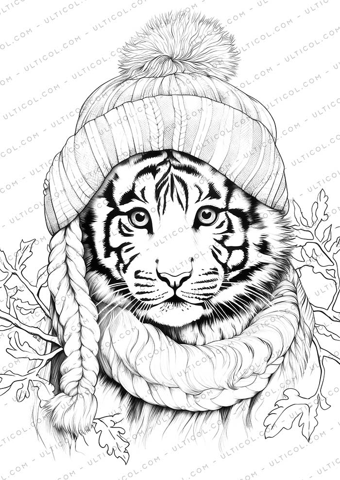 Tiger Grayscale Coloring Pages