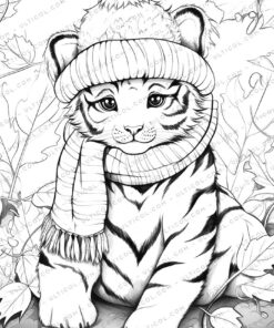 Baby Tiger Grayscale Coloring Pages