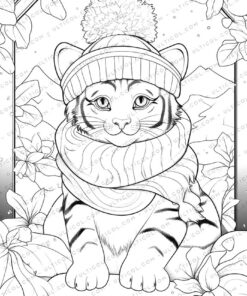 Baby Tiger Grayscale Coloring Pages