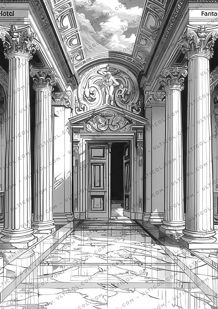 Fantasy Hotel Interiors Coloring