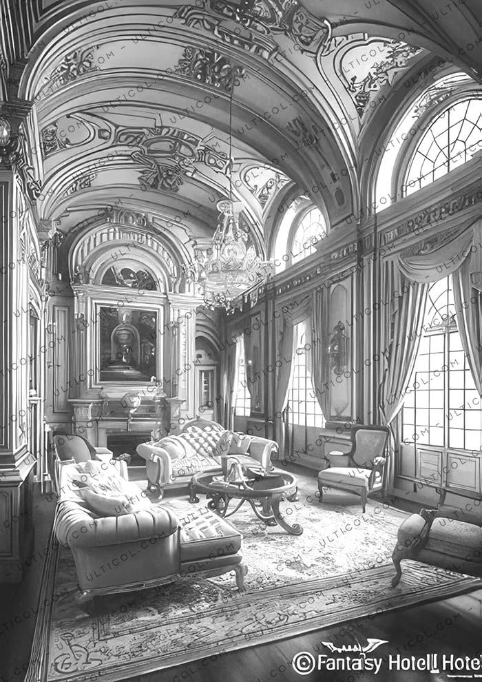 Fantasy Hotel Interiors Coloring