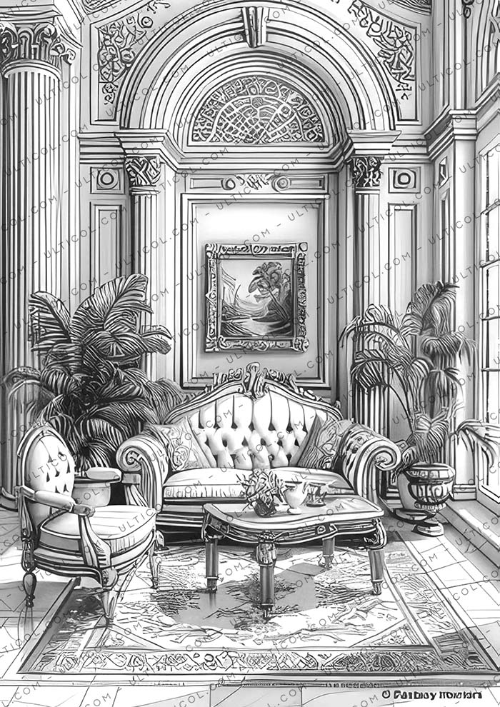 Fantasy Hotel Interiors Coloring