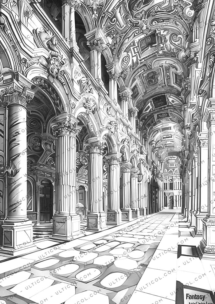 Fantasy Hotel Interiors Coloring