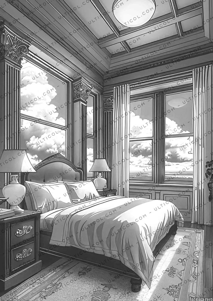 Fantasy Hotel Interiors Coloring