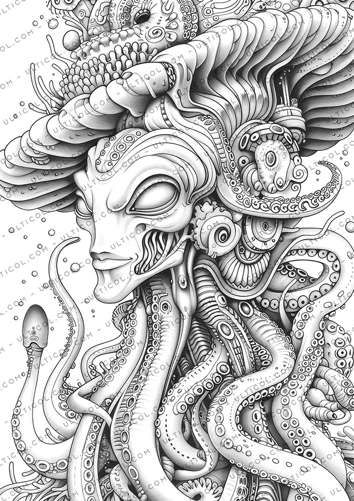 Alien Deep Sea Creatures Coloring
