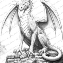 Dragon Fantasy Coloring Page Book, Adults + kids