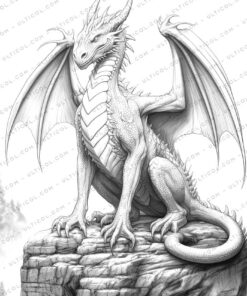 Dragon Fantasy Coloring Page Book, Adults + kids