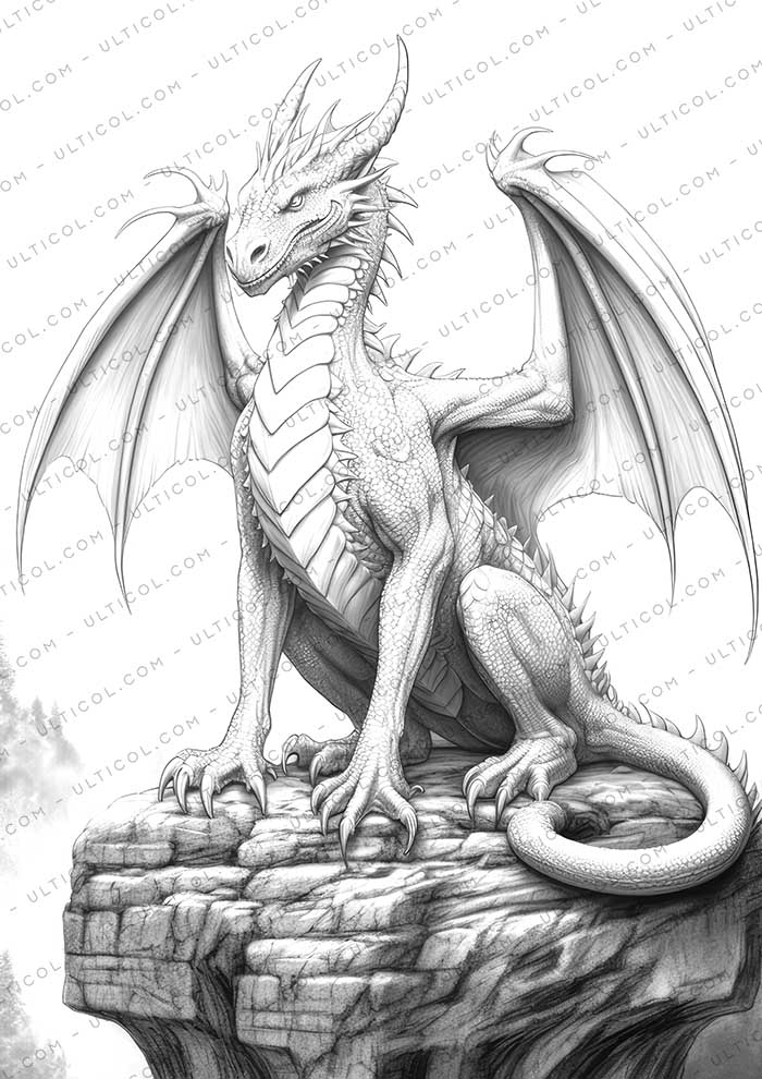 Dragon Fantasy Coloring Page Book, Adults + kids