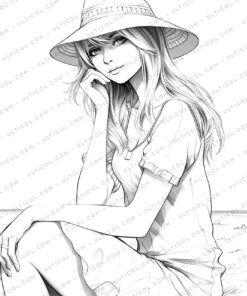 Summer Fashion Grayscale Coloring Pages